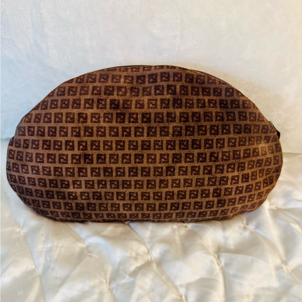 Fendi Brown Velvet Monogram Clutch - Picture 9 of 16